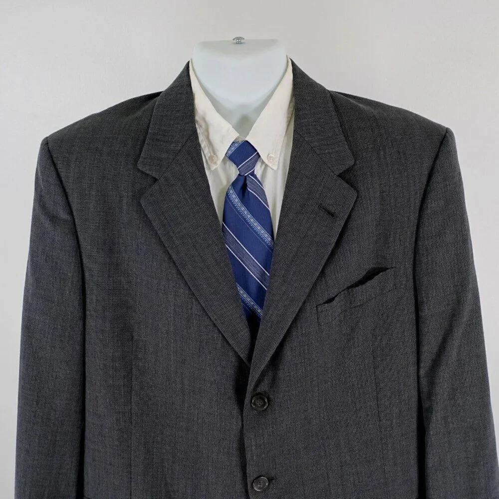 Hart Schaffner Marx‎ Wool Gray Honeycomb Check 3 Button Blazer 42R Or Slim 44R